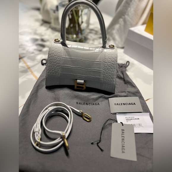 Balenciaga Hourglass Small Croc-Embossed Top-Handle Bag - Picture 6 of 11